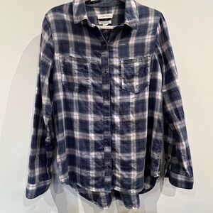 Treasure & Bond Navy and White Plaid Shirt